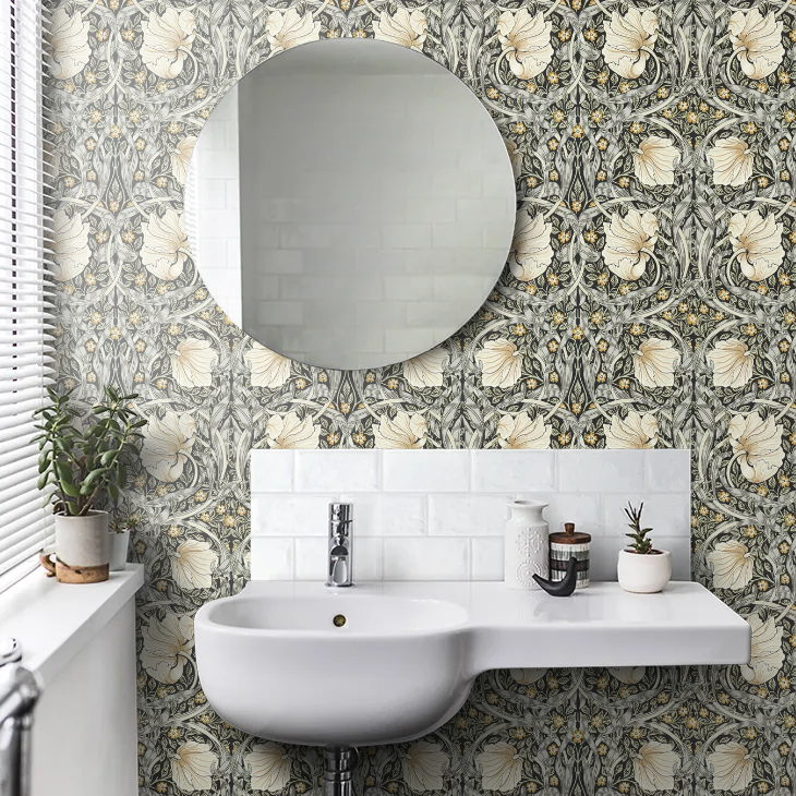 Pimpernel Wallpaper - Ink/Sage