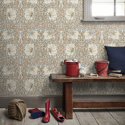 Pimpernel Wallpaper - Linen/Coral