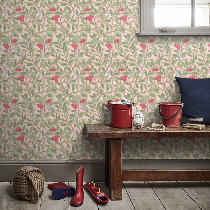 Arbutus by Morris Wallpaper - Cochineal Pink