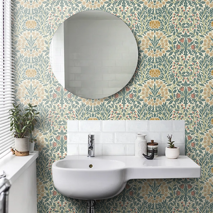 Daisy & Oak Wallpaper - Madder / Teal