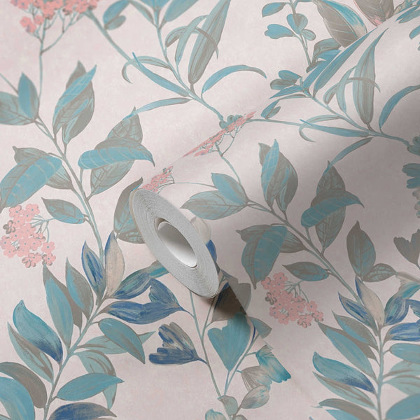 Sample - Meadow Whisper - Architects Wallpaper - White Pink