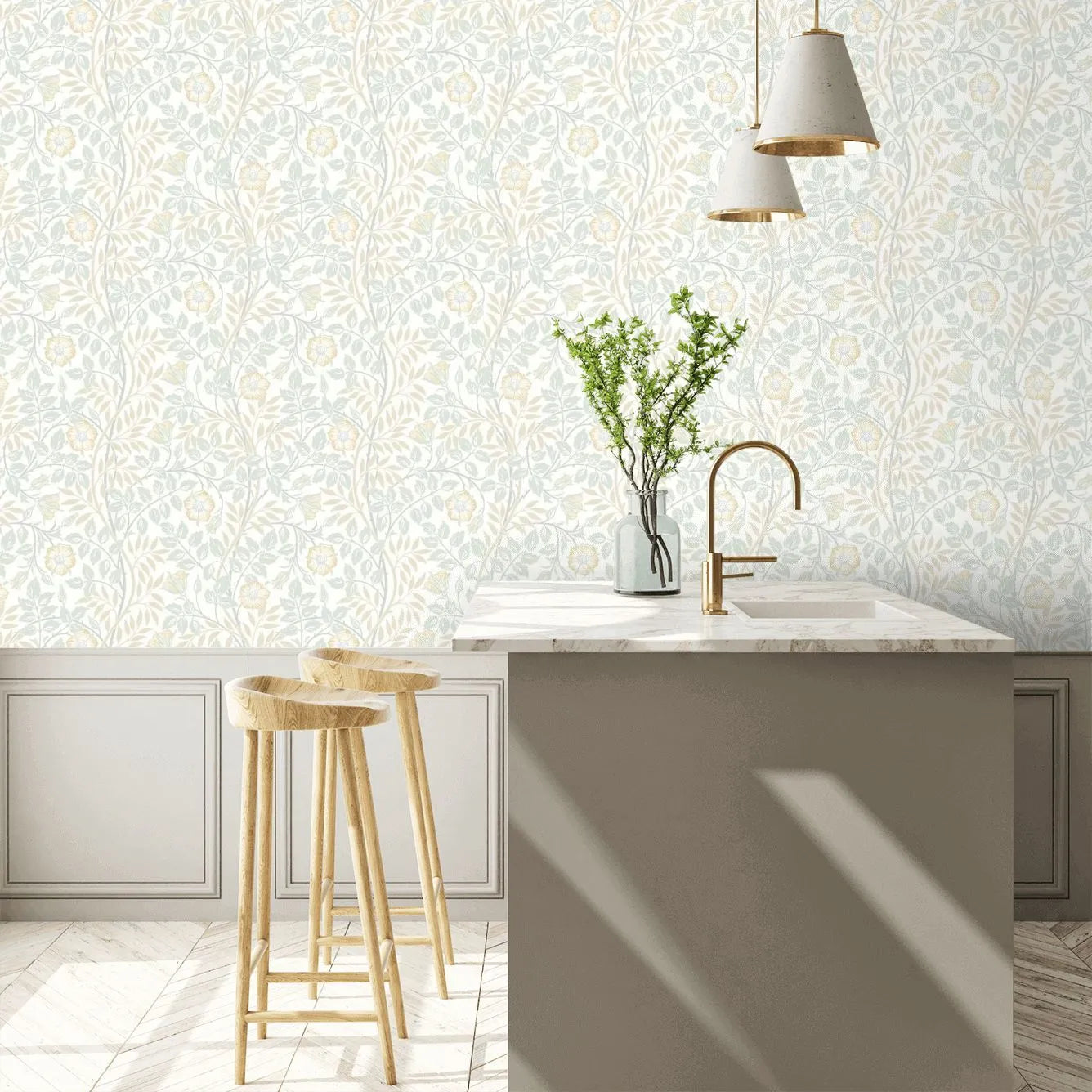 Rosehip Trail Wallpaper - Ohpopsi - Soft Mint