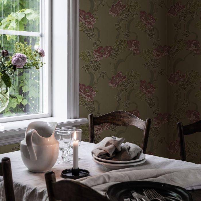 Ovansjo Poppy Wallpaper - Green