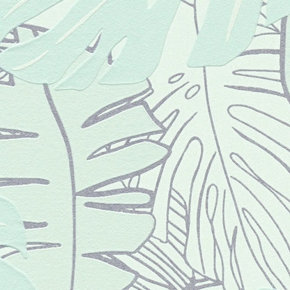 Metallic Monstera Fronds Wallpaper - House of Turnowsky - Turquoise