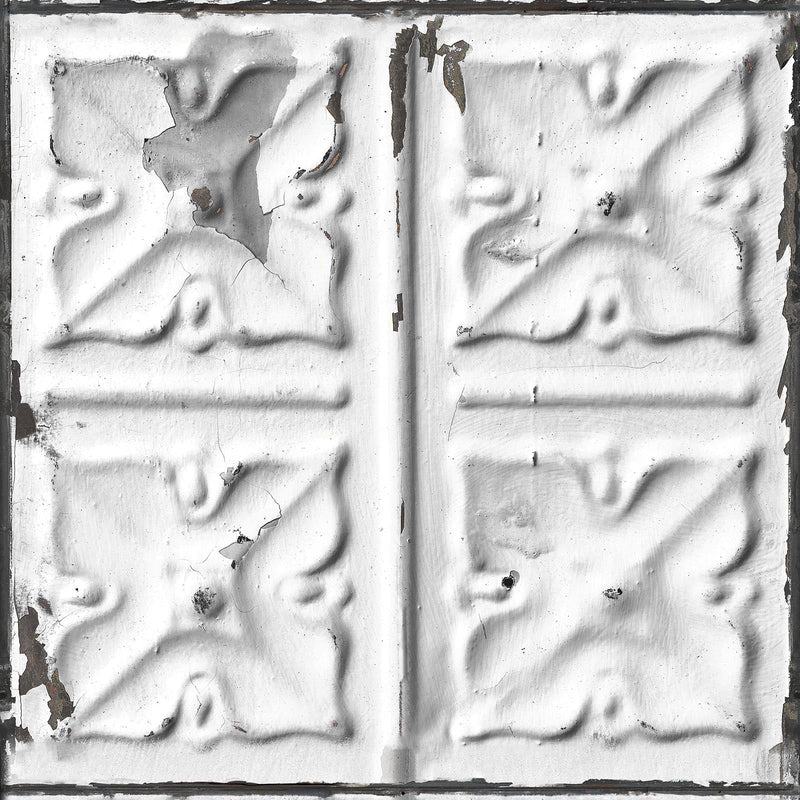 Sample - Brooklyn Tin Tiles Wallpaper - White - Grey #4