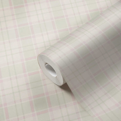Maison Charme Plaid Wallpaper - Pink/Green