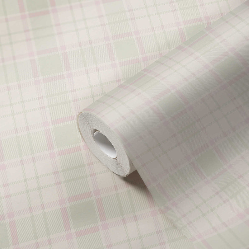 Maison Charme Plaid Wallpaper - Pink/Green