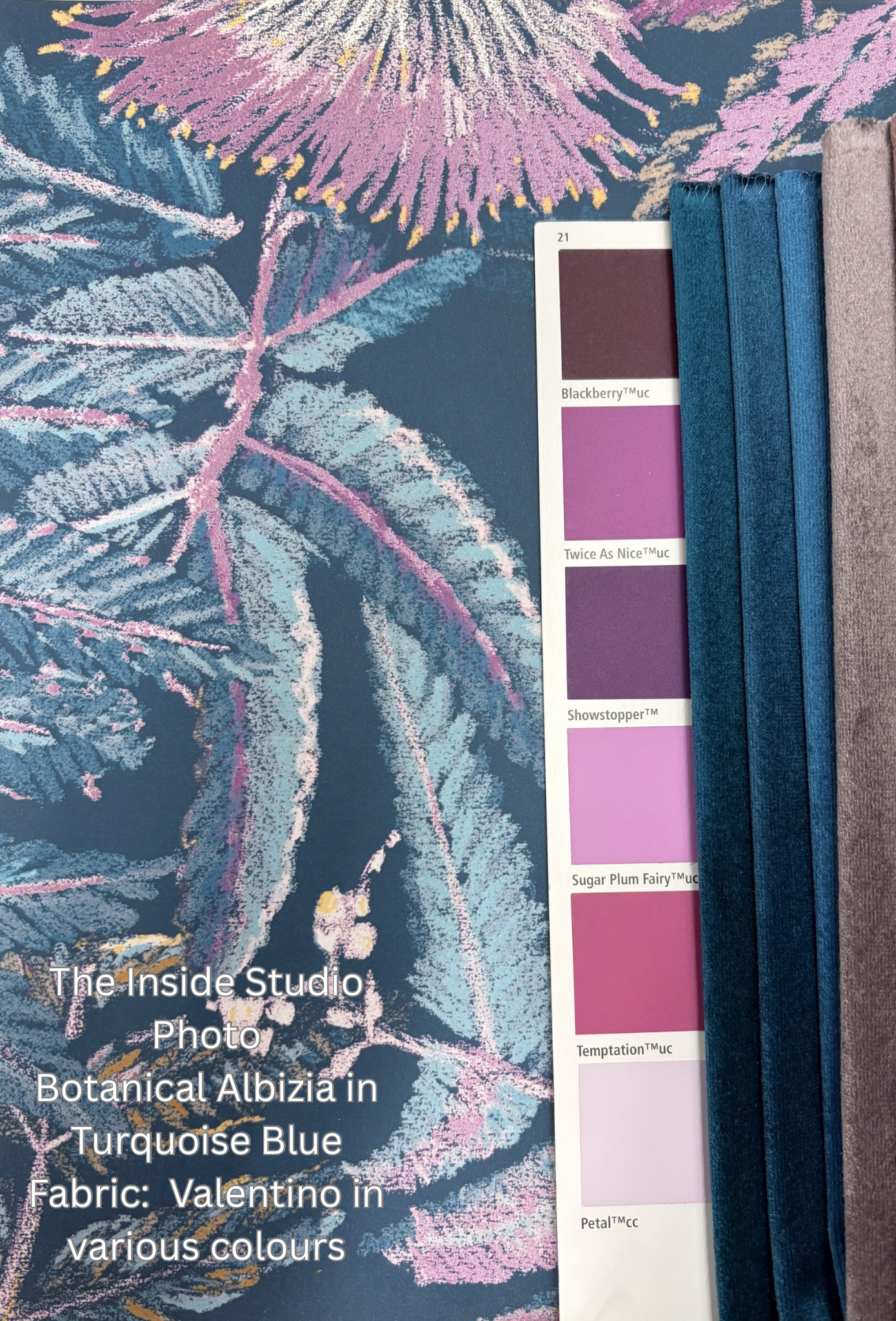 Botanica Albizia Wallpaper - Turquoise Blue