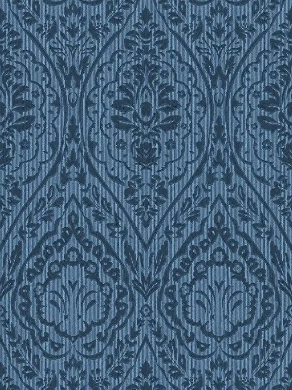 Sample - Textured Damask Wallpaper - Blue