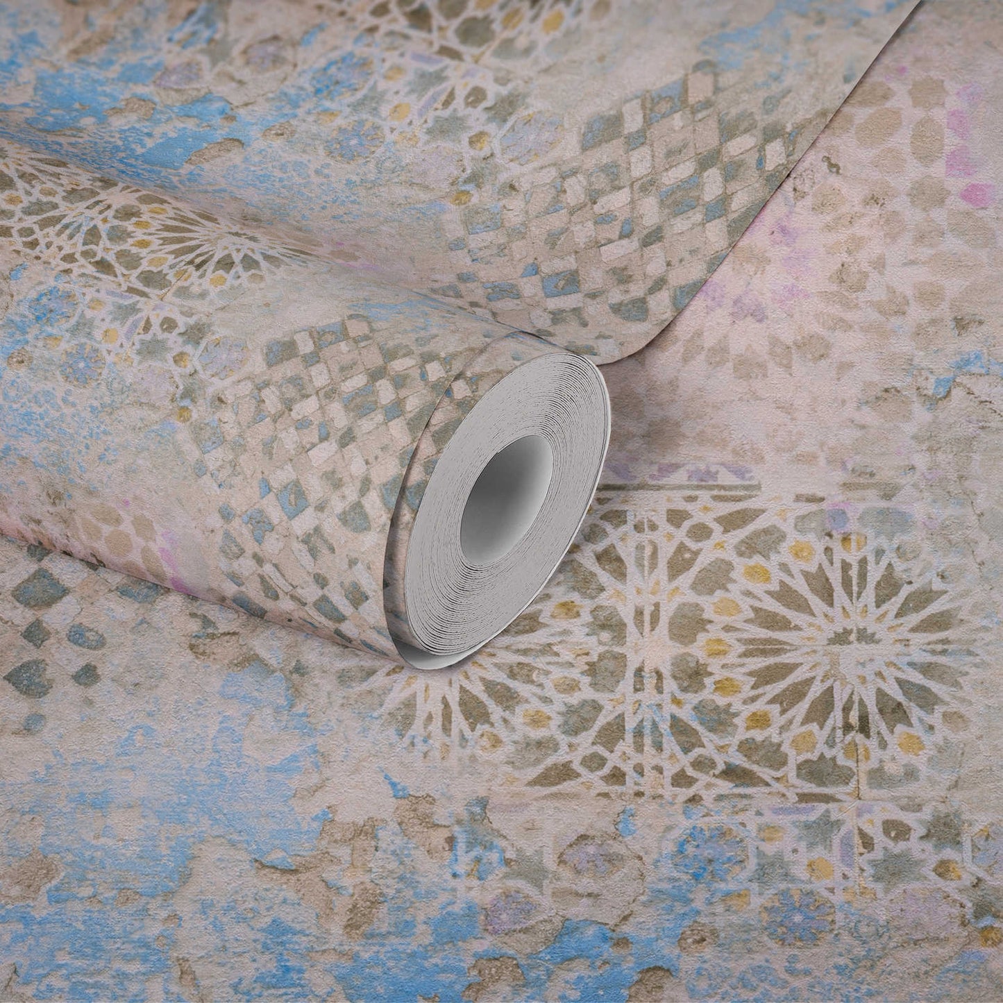 Barcelona Mosaic Wallpaper - Beige/Brown/Blue