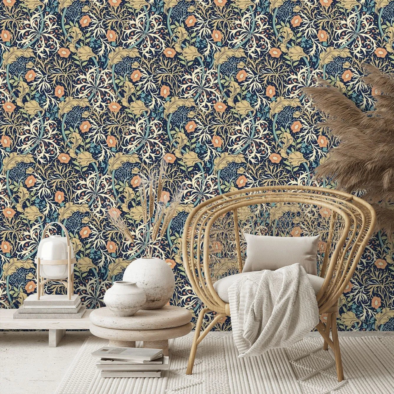 Seaweed Garden Wallpaper - Ohpopsi - Navy