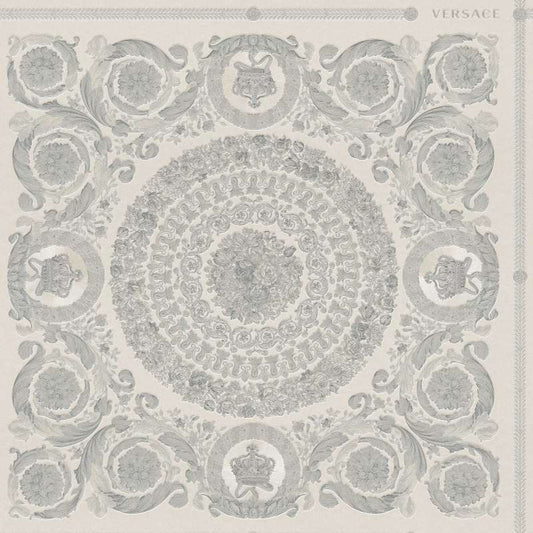 Versace Crown Moulding Wallpaper - Silver/Grey