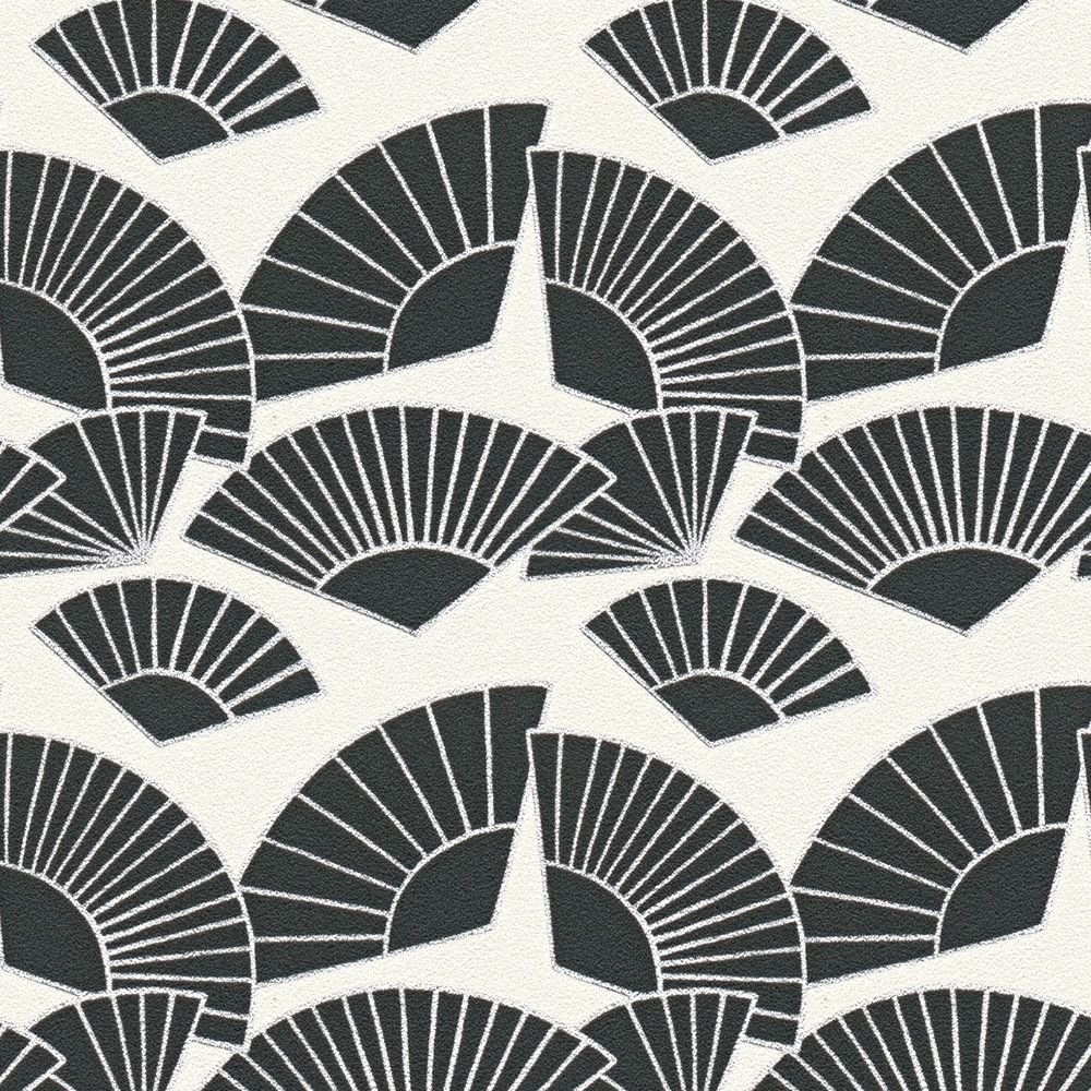 Deco Fanfare Heavy Weight Wallpaper - Black/White