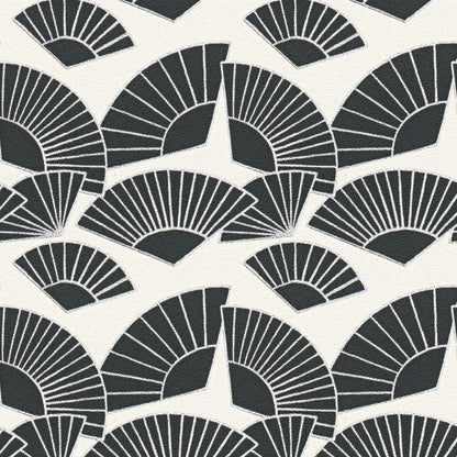 Deco Fanfare Heavy Weight Wallpaper - Black/White