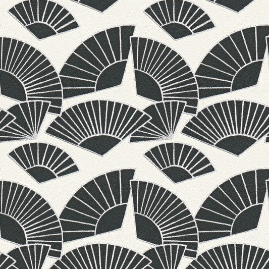 Deco Fanfare Heavy Weight Wallpaper - Black/White