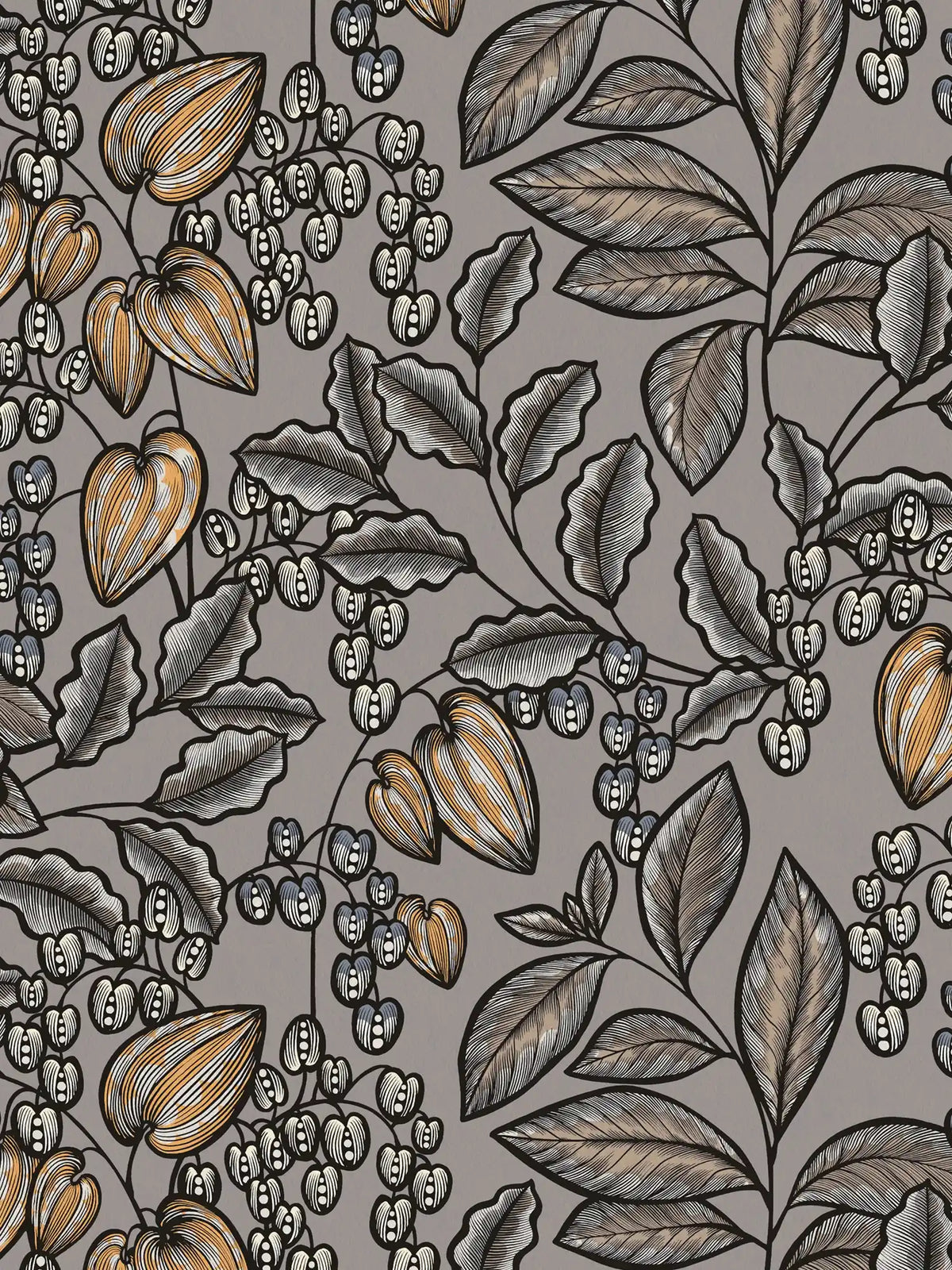 Sample - Floral Vine Wallpaper - Gray