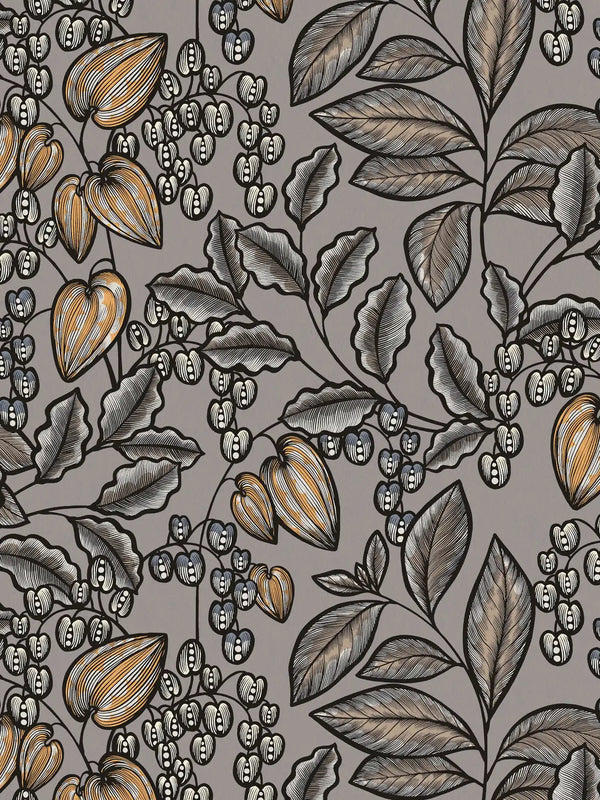 Sample - Floral Vine Wallpaper - Gray