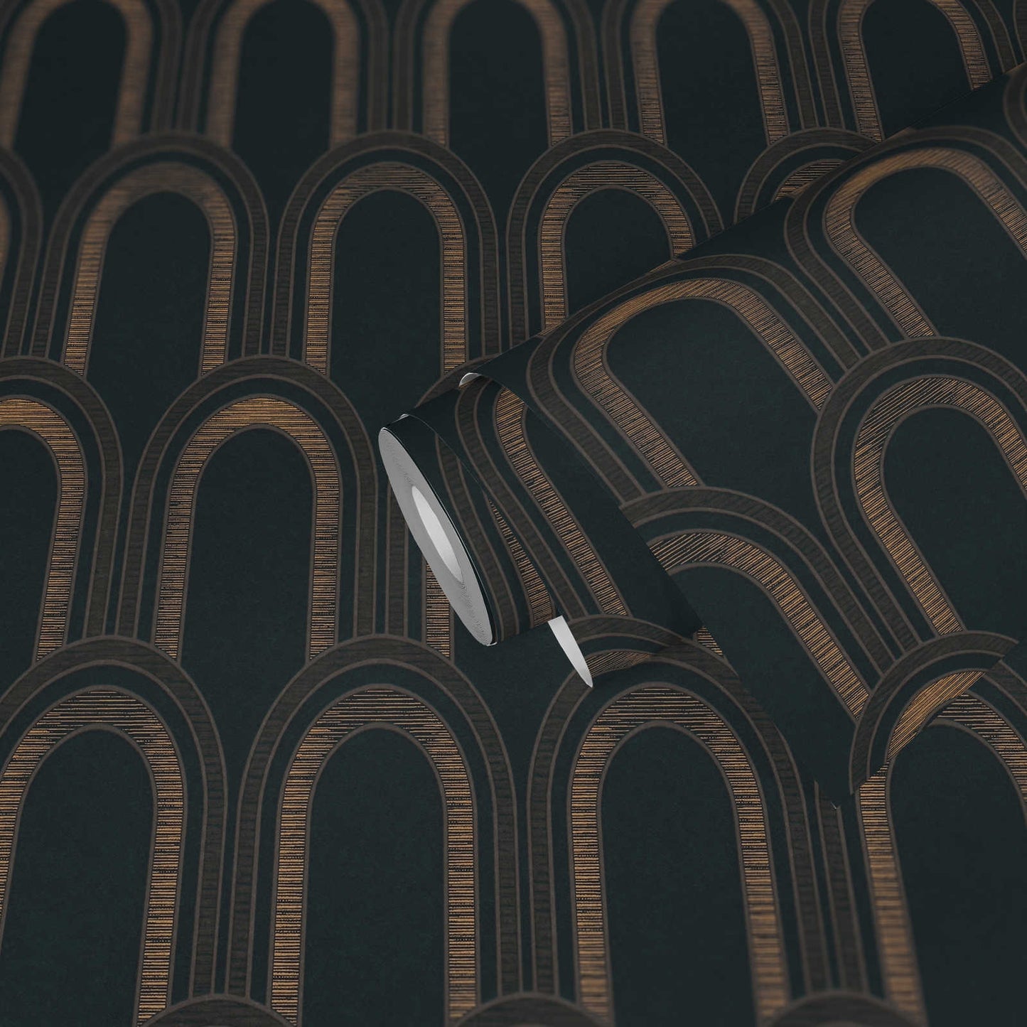 Metallic Arches Wallpaper - Black