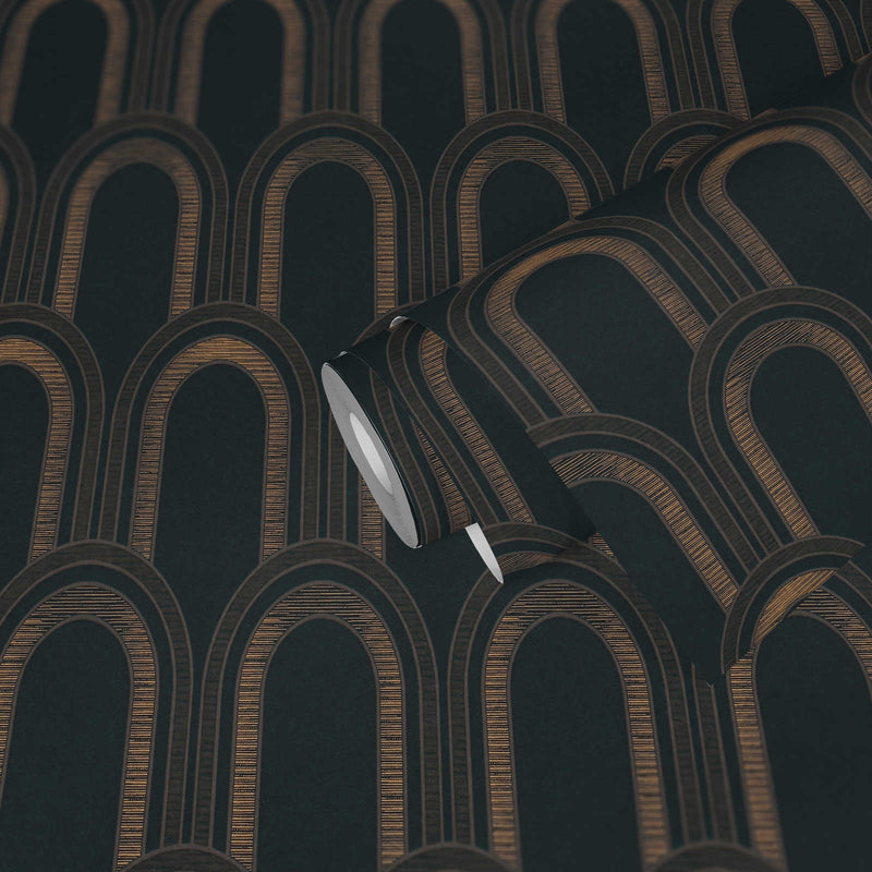Metallic Arches Wallpaper - Black