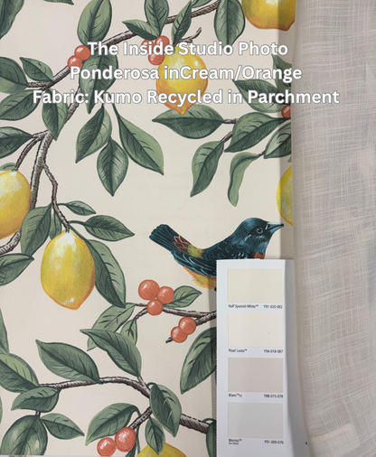 Ponderosa – Bird and Lemon Wallpaper – Cream/Orange