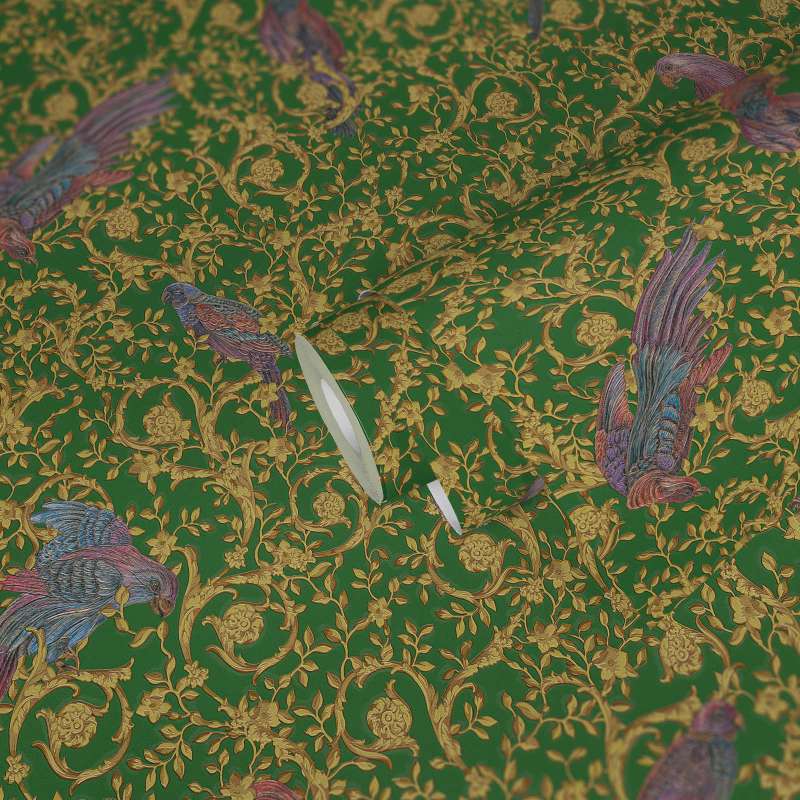 Versace Regal Woodland Wallpaper - Gold - Green