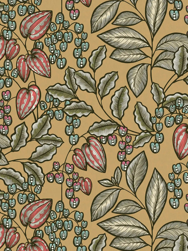 Sample - Floral Vine Wallpaper - Caramel