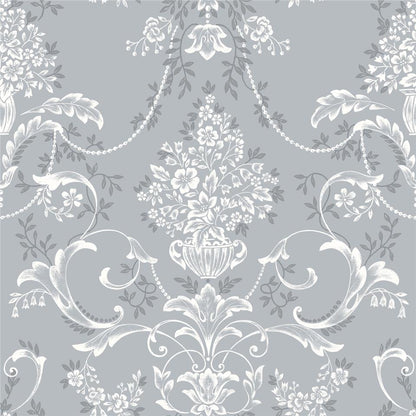 Amelie Damask Wallpaper - Dusky Blue