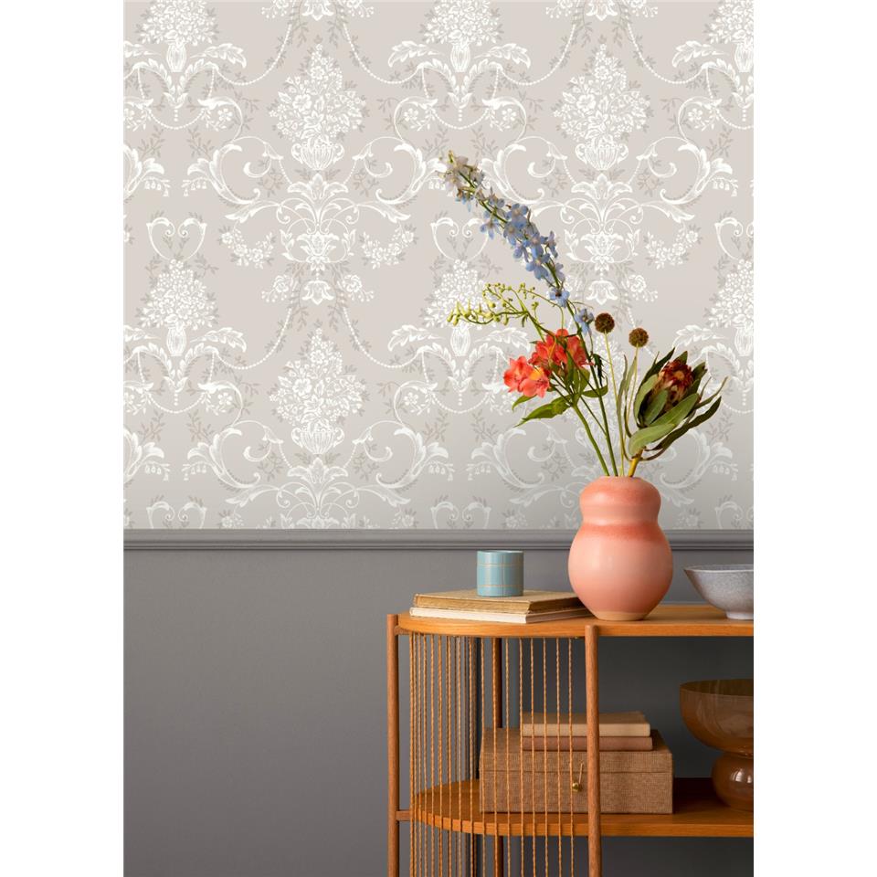 Amelie Damask Wallpaper - Mushroom