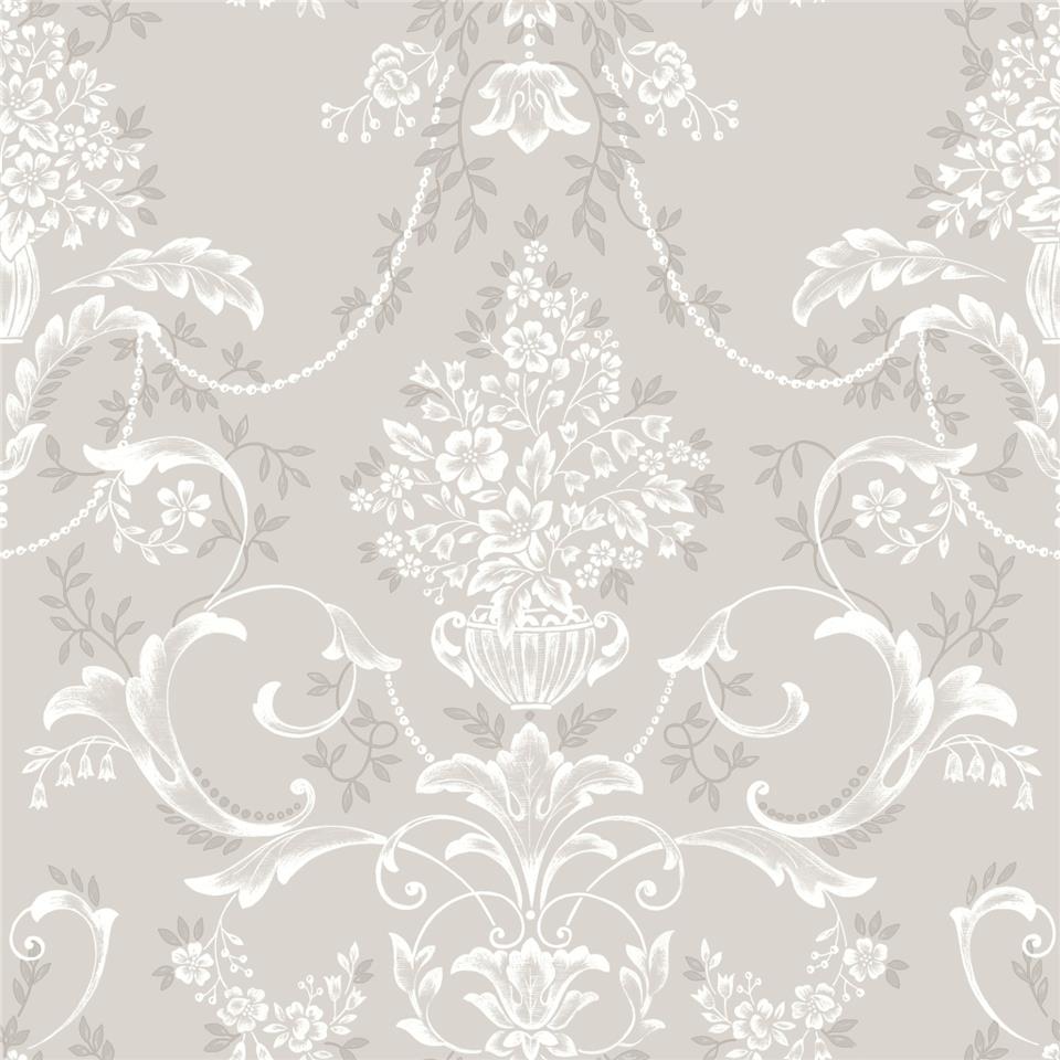 Amelie Damask Wallpaper - Mushroom