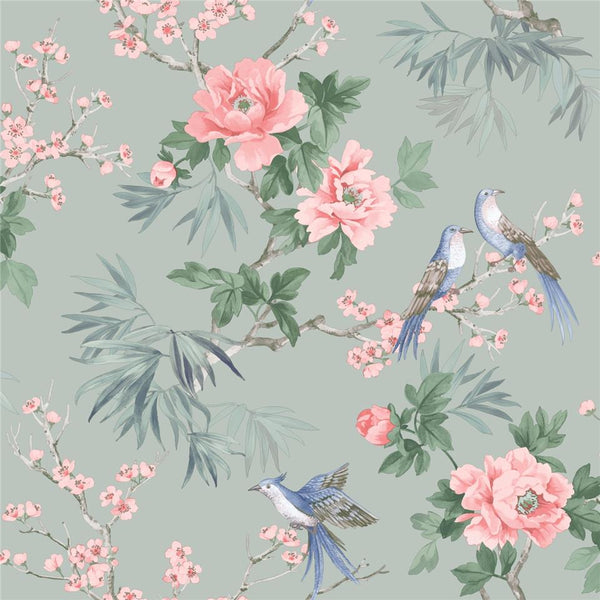 Sample - Amelie Chinoiseries Wallpaper - Sage