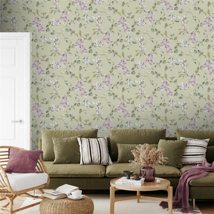 Rosalie Wallpaper - Sage/Lilac