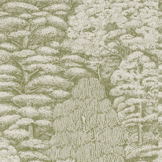 Woodland Toile Wallpaper - Cream and Green