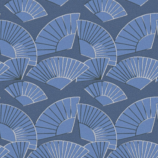 Deco Fanfare Heavy Weight Wallpaper - Blue