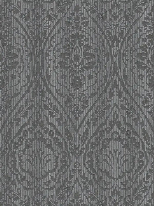 Textured Damask Textured Wallpaper - Brown/Black