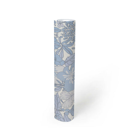Floral Impression Wallpaper - Blue & White