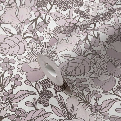Floral Impression Wallpaper - Grey & White