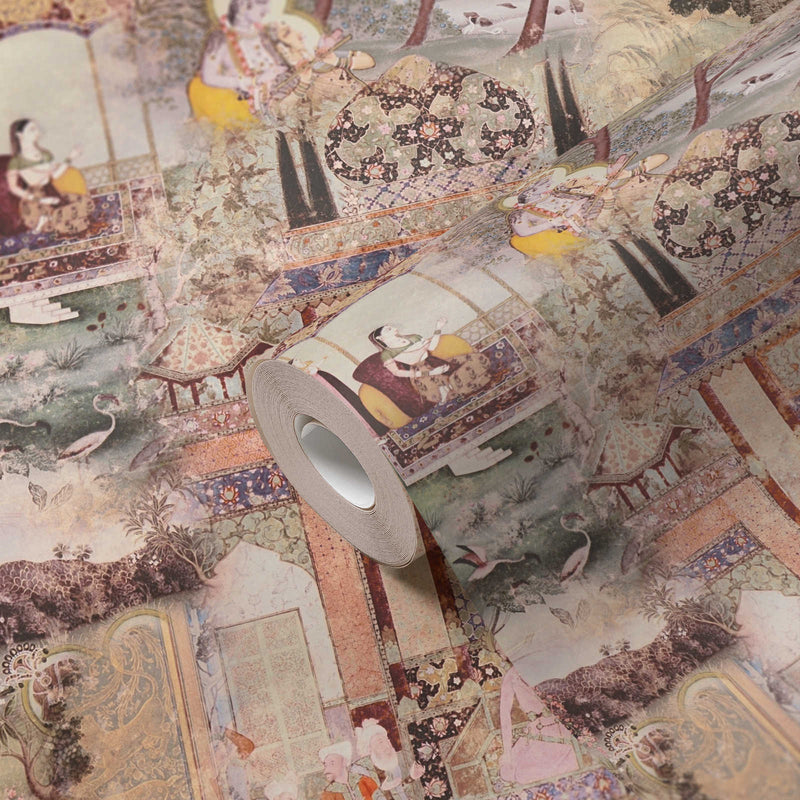 Echoes of Heritage - Vintage Wallpaper - Beige