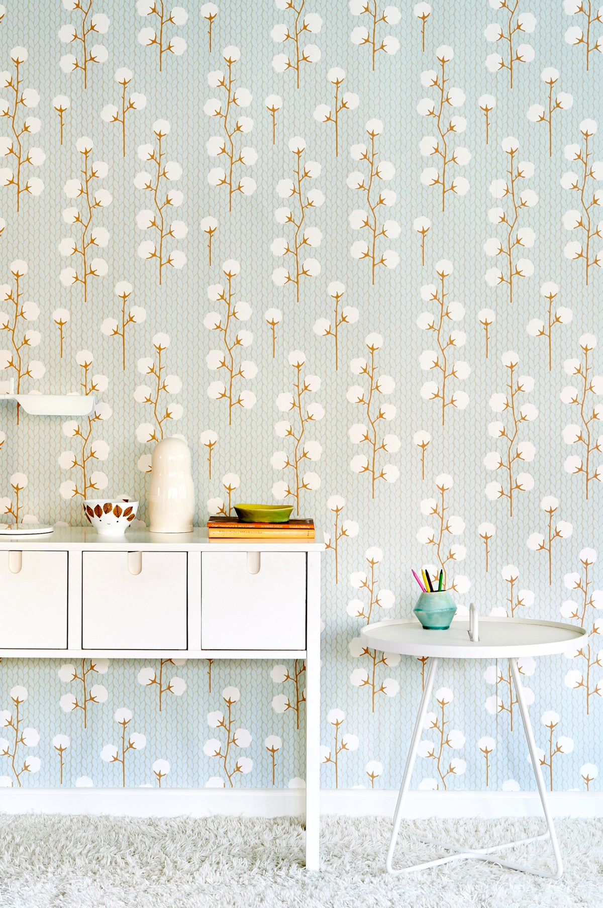 Sweet Cotton Wallpaper - Turquoise