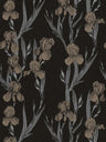 Iris Floral - Textured Vinyl Wallpaper - Black Taupe