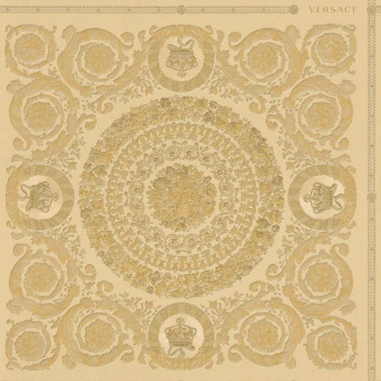 Versace Crown Moulding Wallpaper - Gold/Yellow