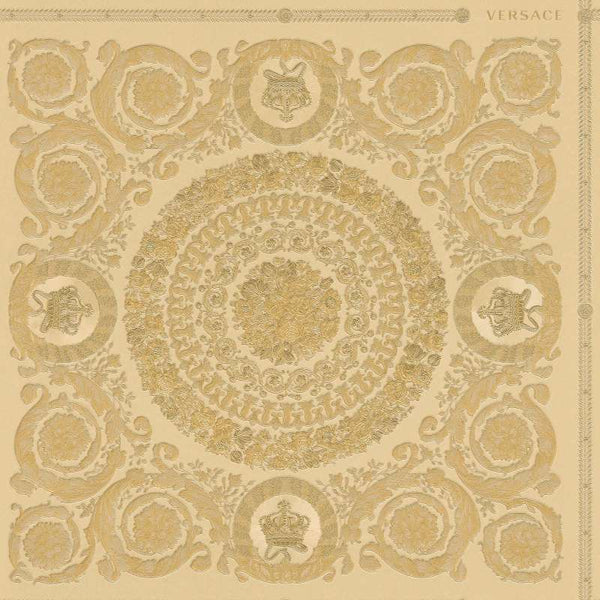 Sample - Versace Crown Moulding Wallpaper - Gold/Yellow