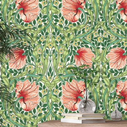 Pimpernel Wallpaper - Shamrock/Watermelon