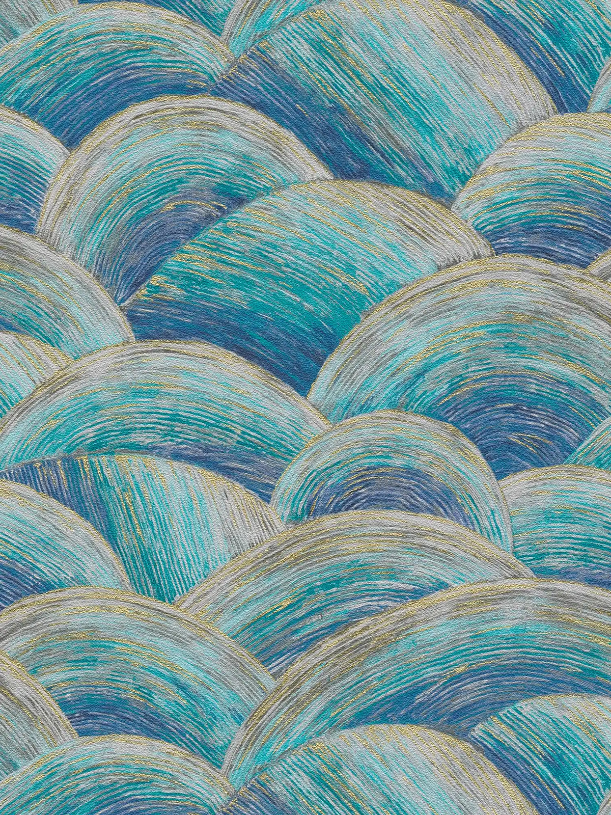 Sample - Wave Wallpaper - Blue/Gold