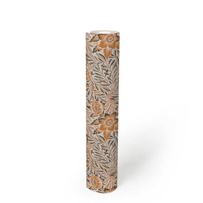 Baroque Floral Wallpaper - Orange