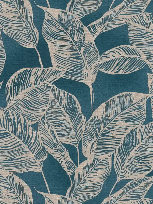 Sample - Banana Grove - Leaf Wallpaper - Blue
