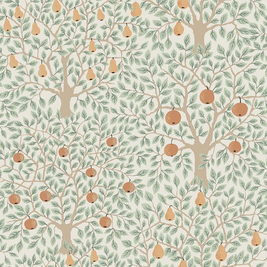Pomona Pear Wallpaper - Green/Orange