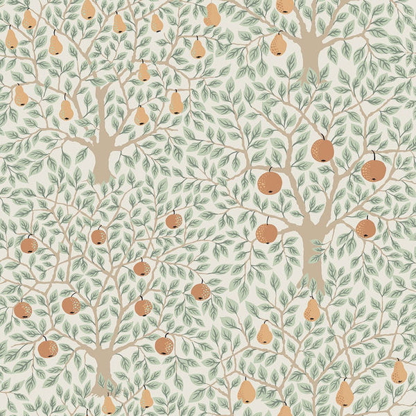 Sample - Pomona Pear Wallpaper - Green/Orange