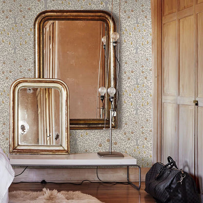 Pomona Pear Wallpaper - White/Grey/Gold
