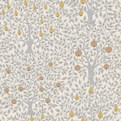 Pomona Pear Wallpaper - White/Grey/Gold