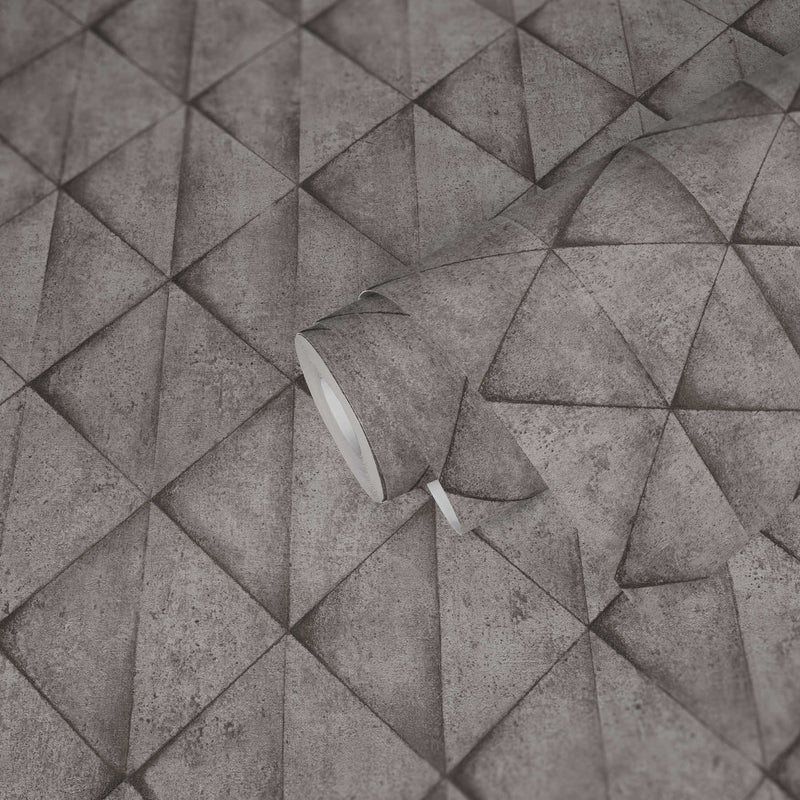Sample - Geometric Concrete Wallpaper - Grey